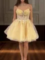 A-line Sweetheart Ruffles Short/Mini Tulle Corset Homecoming Dress