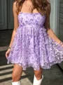 A-line Straight Sequin Short/Mini Lace Homecoming Dress
