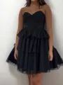 A-line Sweetheart Cascading Ruffles Short/Mini Tulle Corset Homecoming Dress