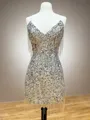 Sheath Spaghetti Straps Sequin Short/Mini Homecoming Dress