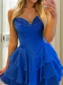 A-line Sweetheart Cascading Ruffles Short/Mini Chiffon Corset Homecoming Dress