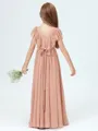 A-Line/Princess Scoop Floor-Length Chiffon Junior Bridesmaid Dresses With Belt/Sash