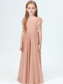 A-Line/Princess Scoop Floor-Length Chiffon Junior Bridesmaid Dresses With Belt/Sash