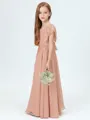 A-Line/Princess Scoop Floor-Length Chiffon Junior Bridesmaid Dresses With Belt/Sash