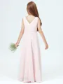 A-Line/Princess V-neck Floor-Length Chiffon Junior Bridesmaid Dresses With Pleated
