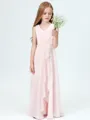 A-Line/Princess V-neck Floor-Length Chiffon Junior Bridesmaid Dresses With Pleated