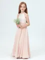 A-Line/Princess Halter Ankle-Length Chiffon Junior Bridesmaid Dresses