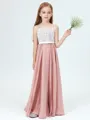 A-Line/Princess Straps Floor-Length Chiffon Junior Bridesmaid Dresses With Belt/Sash