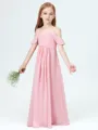 A-Line/Princess Straps Floor-Length Chiffon Junior Bridesmaid Dresses With Pleated