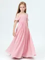 A-Line/Princess Straps Floor-Length Chiffon Junior Bridesmaid Dresses With Pleated