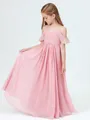 A-Line/Princess Straps Floor-Length Chiffon Junior Bridesmaid Dresses With Pleated