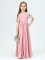 A-Line/Princess Straps Floor-Length Chiffon Junior Bridesmaid Dresses With Pleated