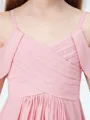 A-Line/Princess Straps Floor-Length Chiffon Junior Bridesmaid Dresses With Pleated