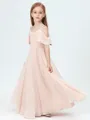 A-Line/Princess Straps Ankle-Length Chiffon Junior Bridesmaid Dresses With Ruffles