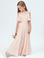 A-Line/Princess Straps Ankle-Length Chiffon Junior Bridesmaid Dresses With Ruffles