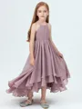 A-Line/Princess Halter Asymmetrical Chiffon Junior Bridesmaid Dresses With Ruffles