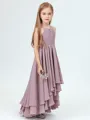 A-Line/Princess Halter Asymmetrical Chiffon Junior Bridesmaid Dresses With Ruffles