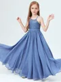 A-Line/Princess Halter Floor-Length Chiffon Junior Bridesmaid Dresses