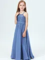 A-Line/Princess Halter Floor-Length Chiffon Junior Bridesmaid Dresses