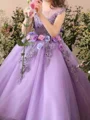 A-line Scoop Bowknot Floor-Length Tulle Flower Girl Dress