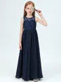 A-Line/Princess Scoop Floor-Length Chiffon Junior Bridesmaid Dresses
