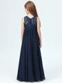 A-Line/Princess Scoop Floor-Length Chiffon Junior Bridesmaid Dresses