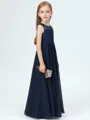 A-Line/Princess Scoop Floor-Length Chiffon Junior Bridesmaid Dresses