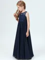 A-Line/Princess Scoop Floor-Length Chiffon Junior Bridesmaid Dresses