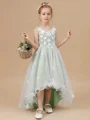 A-line Straps Bowknot Asymmetrical Tulle Flower Girl Dress