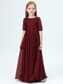 A-Line/Princess Scoop Floor-Length Chiffon Junior Bridesmaid Dresses