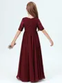 A-Line/Princess Scoop Floor-Length Chiffon Junior Bridesmaid Dresses