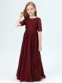A-Line/Princess Scoop Floor-Length Chiffon Junior Bridesmaid Dresses