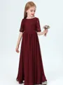 A-Line/Princess Scoop Floor-Length Chiffon Junior Bridesmaid Dresses
