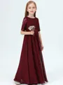 A-Line/Princess Scoop Floor-Length Chiffon Junior Bridesmaid Dresses