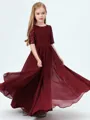 A-Line/Princess Scoop Floor-Length Chiffon Junior Bridesmaid Dresses