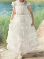 A-line Scoop Flower Ankle-Length Tulle Flower Girl Dress