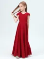 A-Line/Princess V-neck Floor-Length Chiffon Junior Bridesmaid Dresses