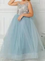 A-line Scoop Applique Floor-Length Tulle Flower Girl Dress