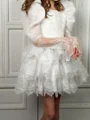 A-line Square Long Sleeves Lace Short/Mini Tulle Flower Girl Dress