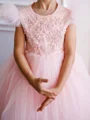 Ball-Gown Scoop Applique Floor-Length Tulle Flower Girl Dress