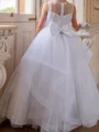 A-line Scoop Bowknot Floor-Length Tulle Flower Girl Dress