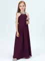 A-Line/Princess Jewel Floor-Length Chiffon Junior Bridesmaid Dresses With Rhinestone