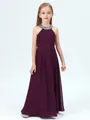 A-Line/Princess Jewel Floor-Length Chiffon Junior Bridesmaid Dresses With Rhinestone