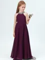 A-Line/Princess Jewel Floor-Length Chiffon Junior Bridesmaid Dresses With Rhinestone