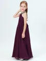 A-Line/Princess Jewel Floor-Length Chiffon Junior Bridesmaid Dresses With Rhinestone