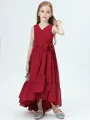 A-Line/Princess V-neck Asymmetrical Chiffon Junior Bridesmaid Dresses With Belt/Sash
