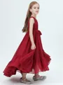 A-Line/Princess V-neck Asymmetrical Chiffon Junior Bridesmaid Dresses With Belt/Sash