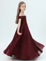 A-Line/Princess Spaghetti Straps Floor-Length Chiffon Junior Bridesmaid Dresses