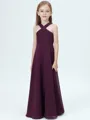 A-Line/Princess Halter Floor-Length Chiffon Junior Bridesmaid Dresses