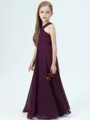 A-Line/Princess Halter Floor-Length Chiffon Junior Bridesmaid Dresses